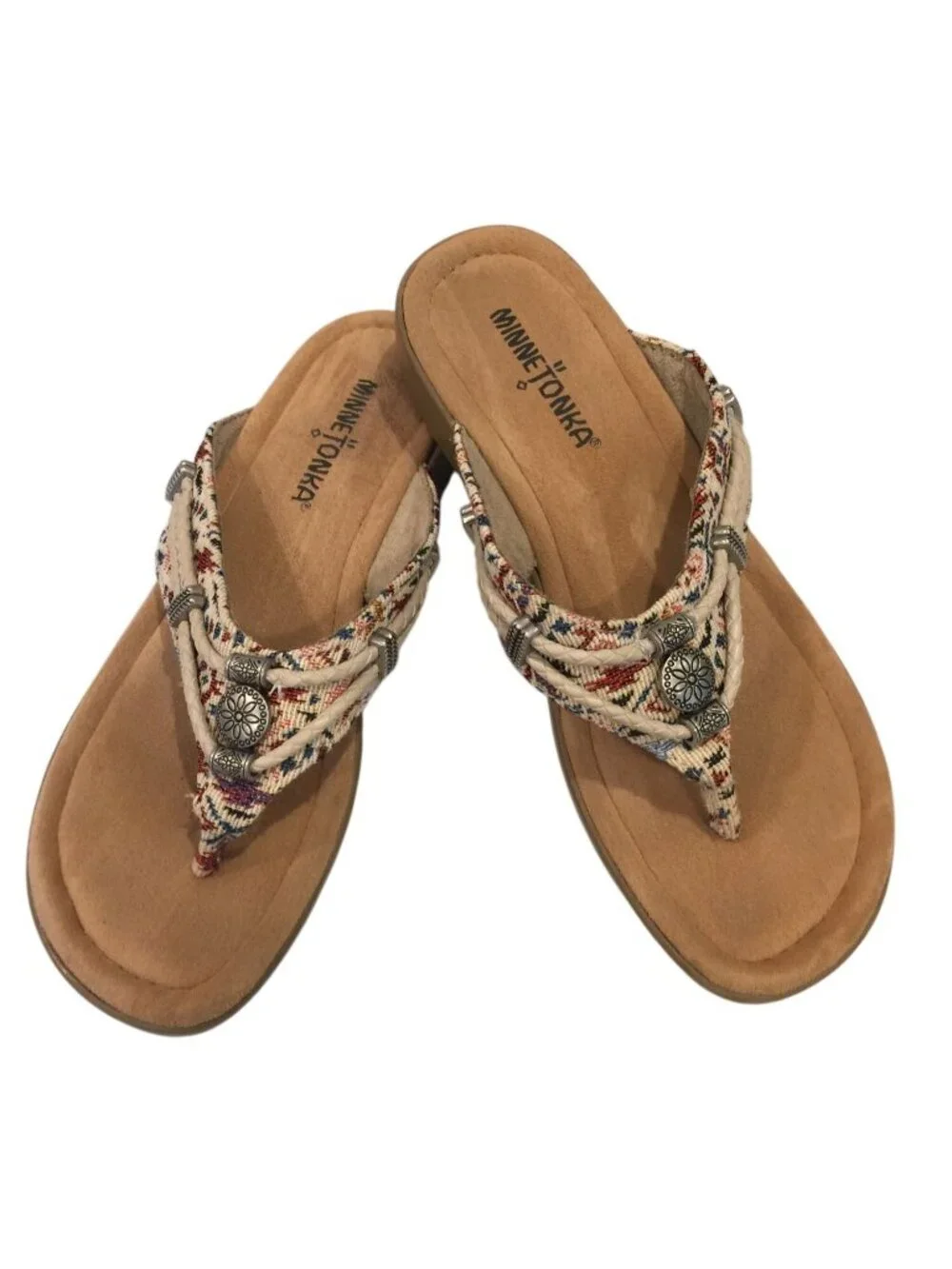 Minnetonka Silverthorne Southwest Inspired Slip On Sandal Size 6